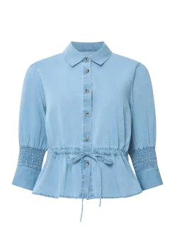 ZAVES CHAMBRAY DRAWSTRING TOP - Kortærmede skjorter