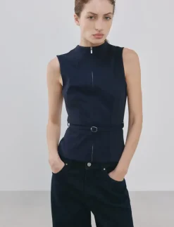 Zipper fitted waistcoat - Ærmeløse bluser
